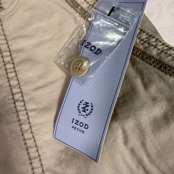 Izod Womens Convertible Pant Khaki Beige Tan Size 12 Petite 100% Cotton NWT Hike - Picture 14 of 14